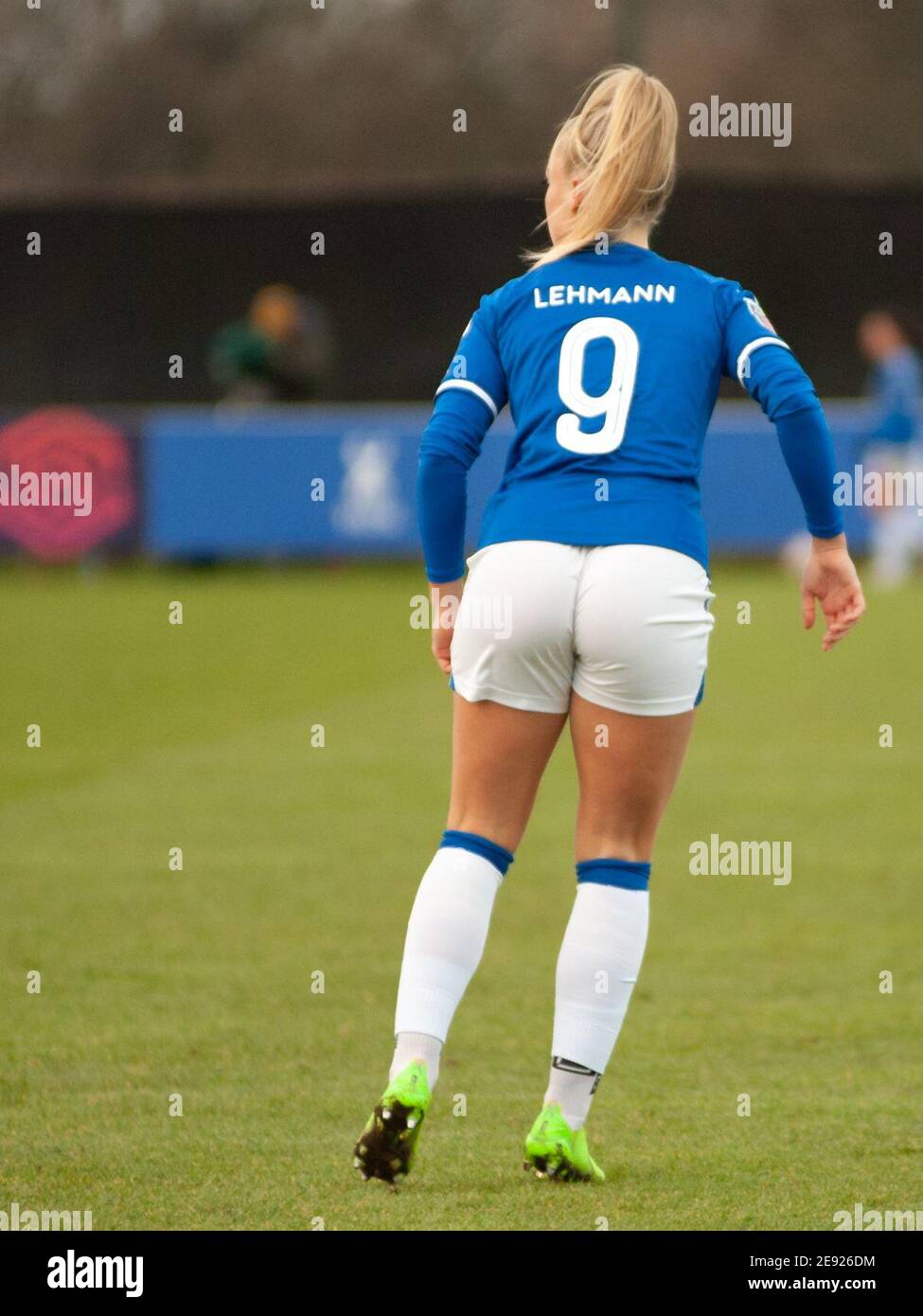 Liverpool, Royaume-Uni. 31 janvier 2021. Alisha Lehmann (#9 Everton) nouveau maillot Everton lors du match de Super League entre Everton et Manchester United au stade Walton Hall Park à Liverpool, Angleterre Credit: SPP Sport Press photo. /Alamy Live News Banque D'Images