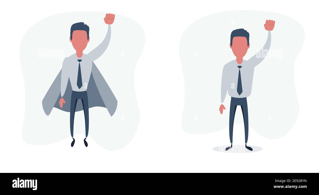 Homme d'affaires et homme habillé comme un super-héros ne s'en fout pas Illustration de Vecteur Homme d'affaires et homme habillé comme un super-héros ne s'en fout pas Illustration de Vecteur