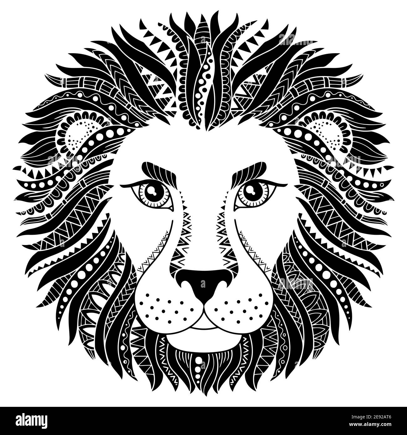 Style tatouage. Silhouette vectorielle de lion isolée sur fond blanc. Signe du zodiaque leo Illustration de Vecteur