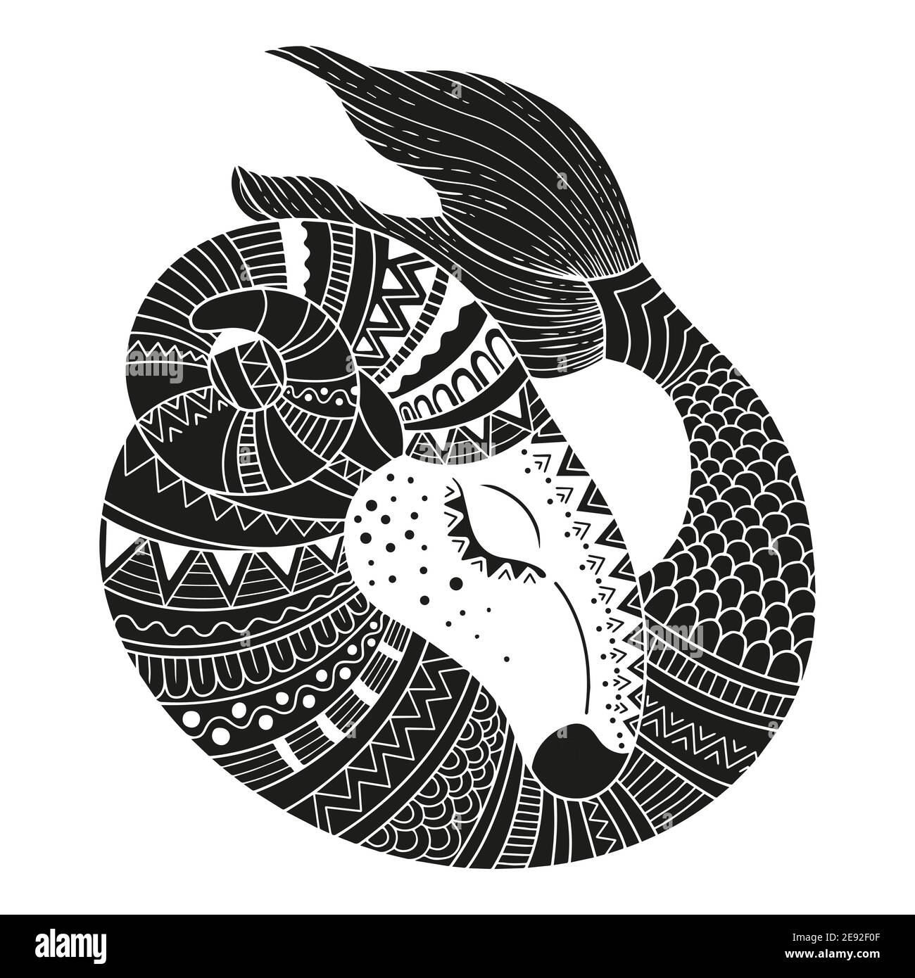 Style tatouage. Silhouette de capricorne isolée sur fond blanc. capricorne de zodiaque Illustration de Vecteur