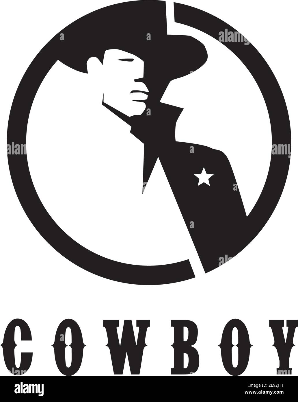 Modèle d'illustration vectoriel de design de logo de cow-boy Illustration de Vecteur