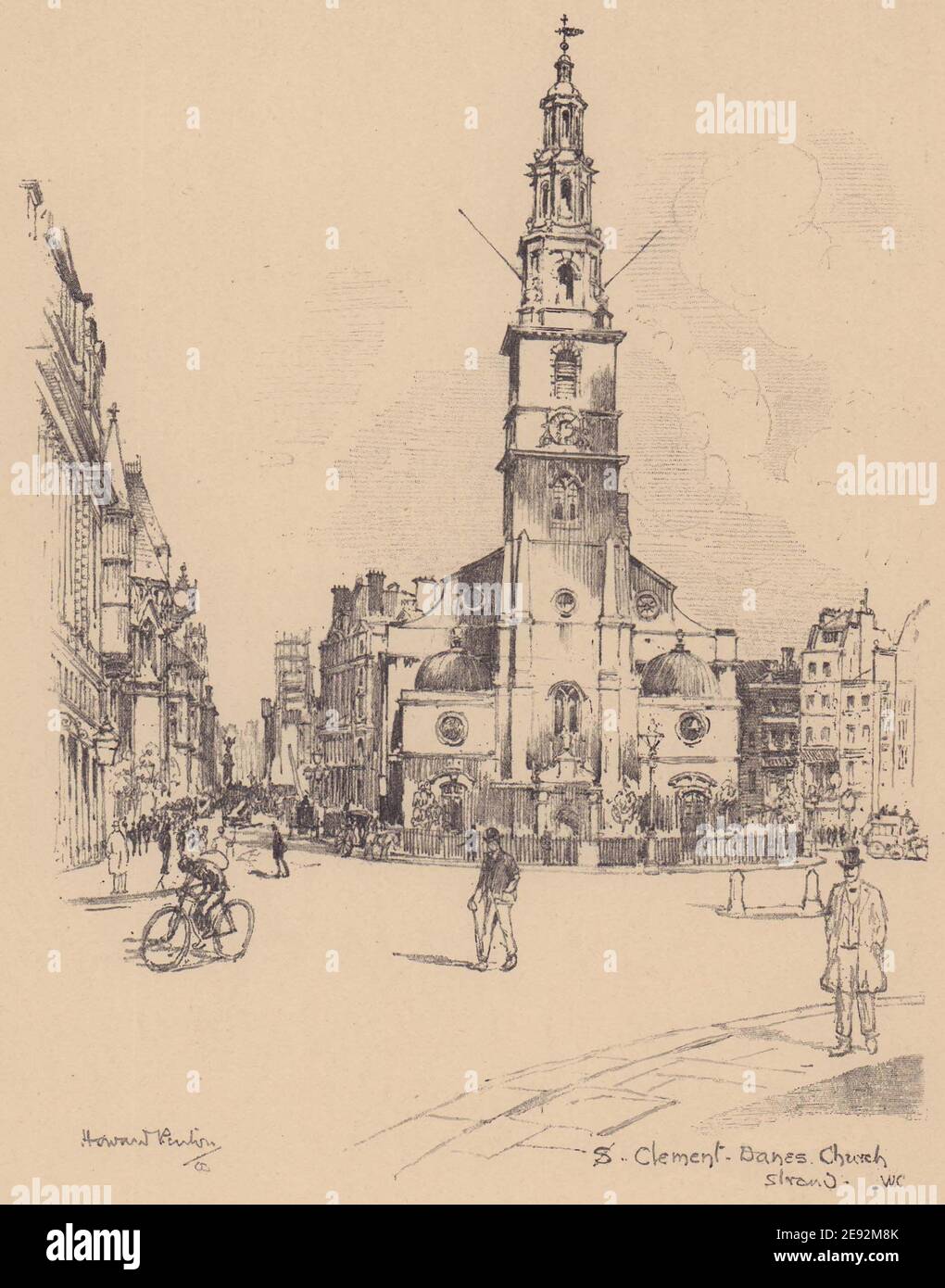 Église Saint-Clément-Danes, Strand, Westminster 1904 ancienne image imprimée Banque D'Images