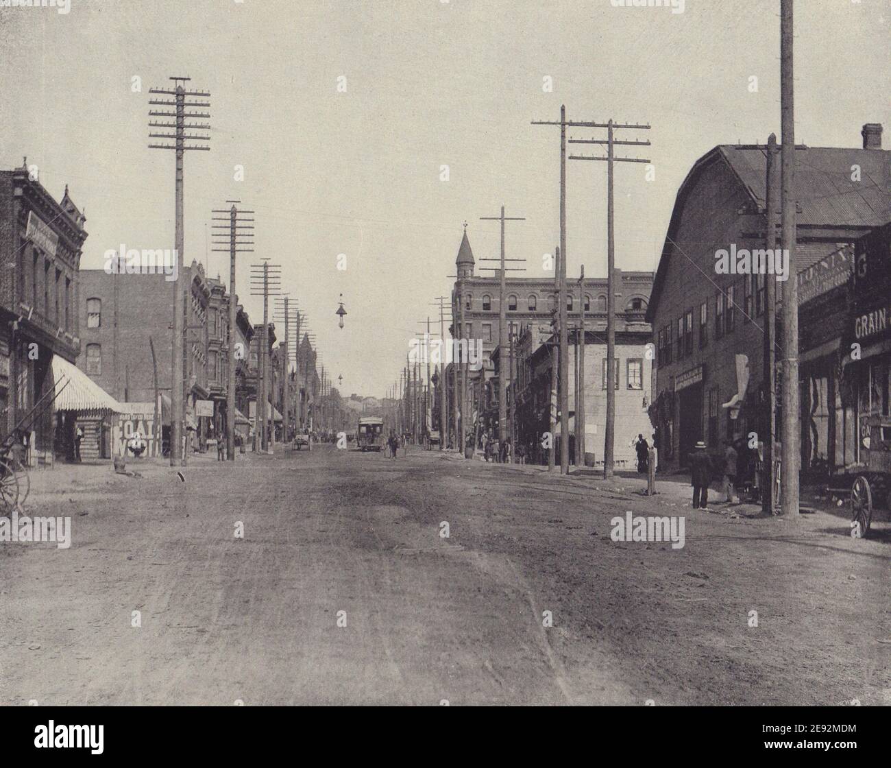 Main Street, Butte, Montana. STODDARD 1895 ancienne photo d'époque Banque D'Images