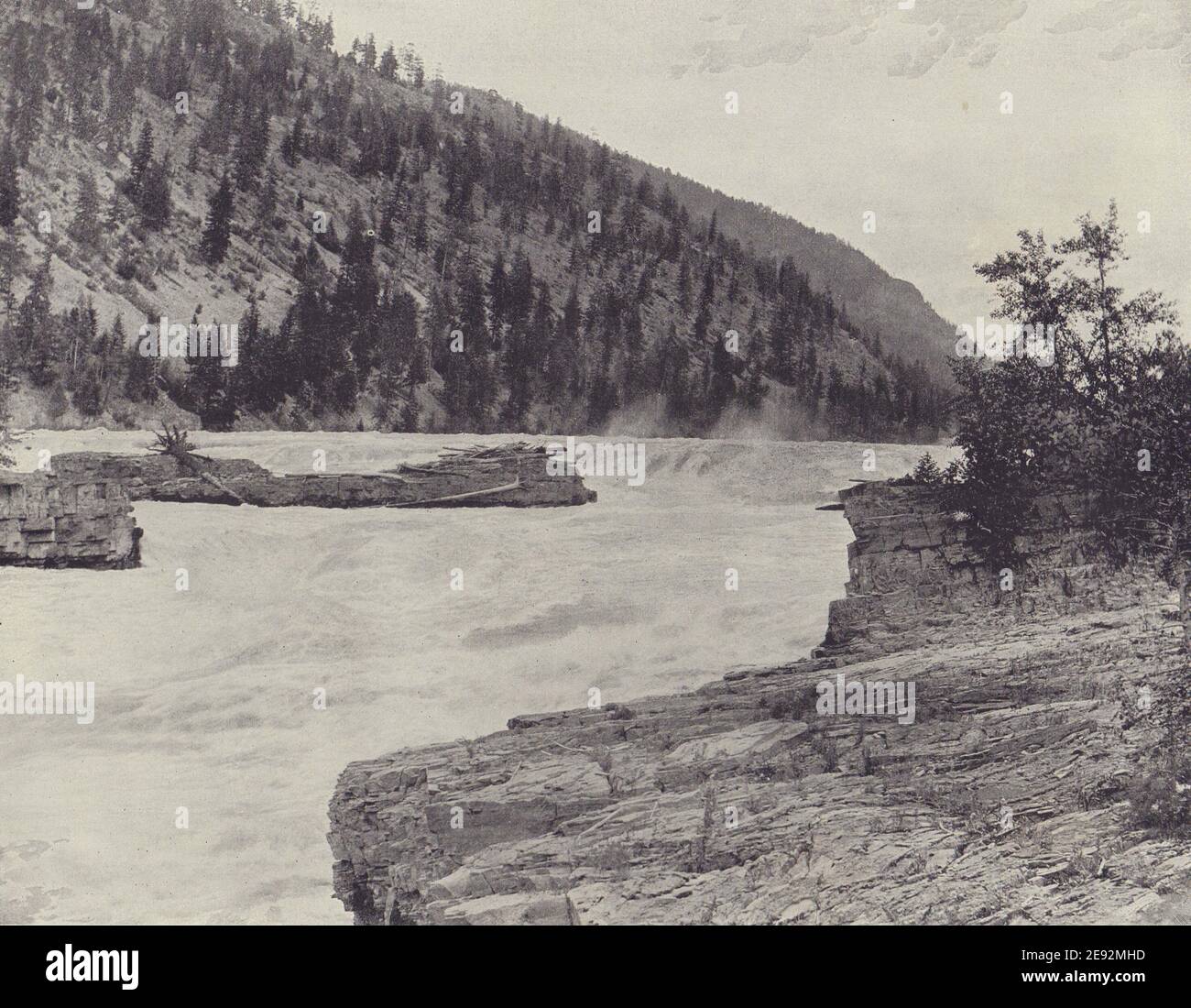 Chutes Kootenai, Libby, Montana. STODDARD 1895 ancienne image imprimée Banque D'Images
