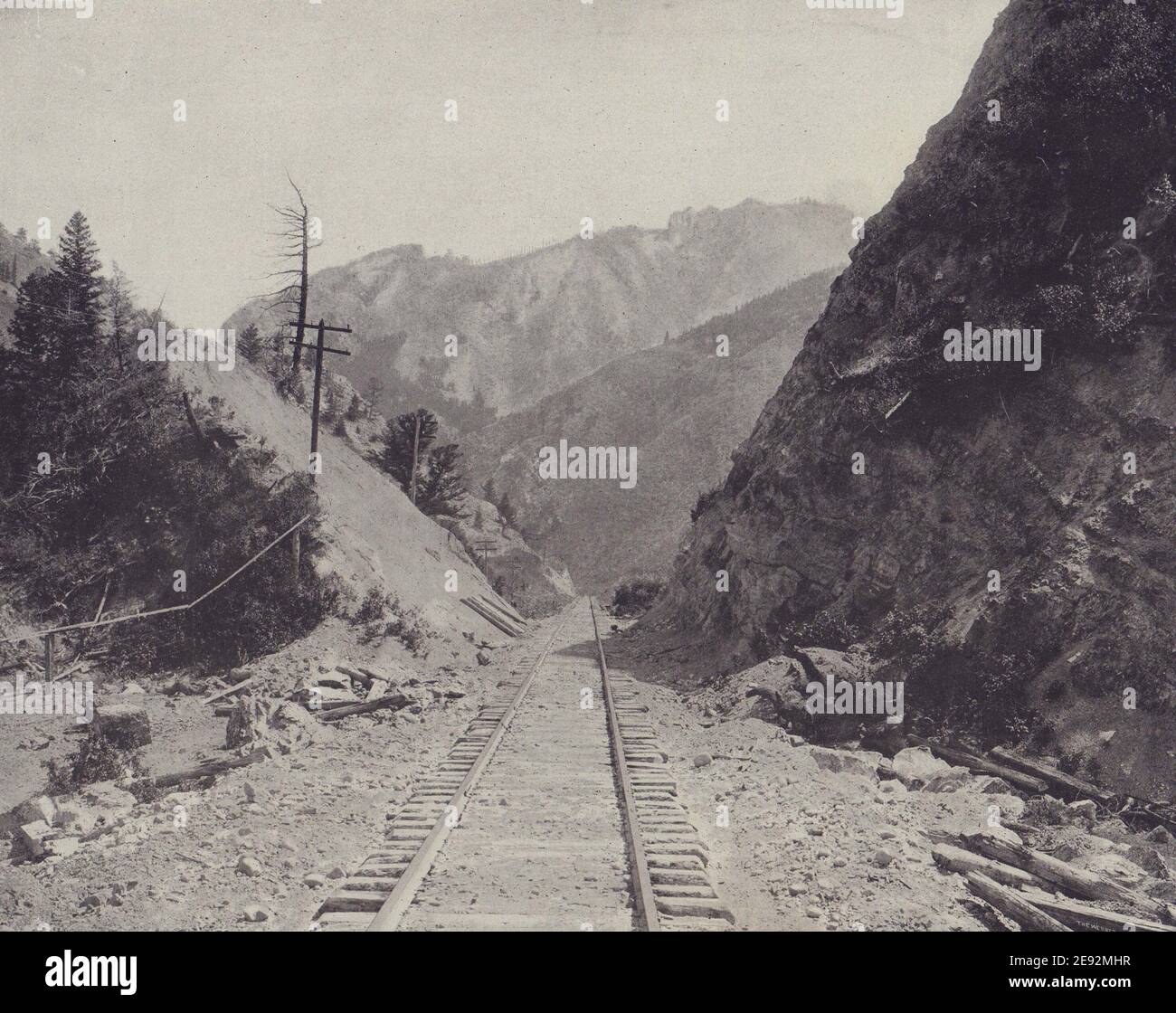 Chemin de fer du Pacifique Nord, Montana. STODDARD 1895 ancienne image imprimée Banque D'Images