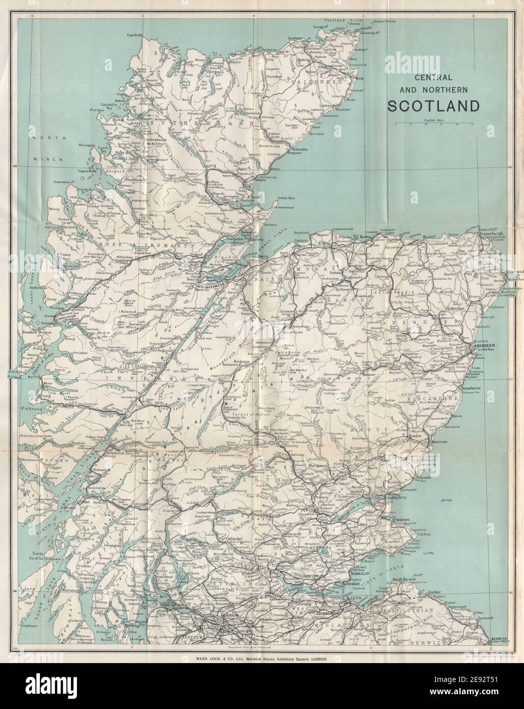 CENTRE ET NORD DE L'ÉCOSSE. Highlands écossais. Chemins de fer. CARTE WARD LOCK 1937 Banque D'Images