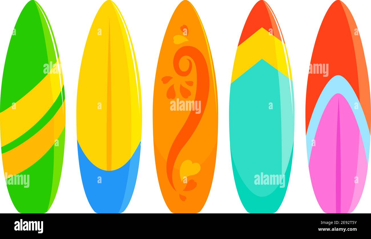 Collection de planches de surf colorées. Illustration vectorielle Illustration de Vecteur