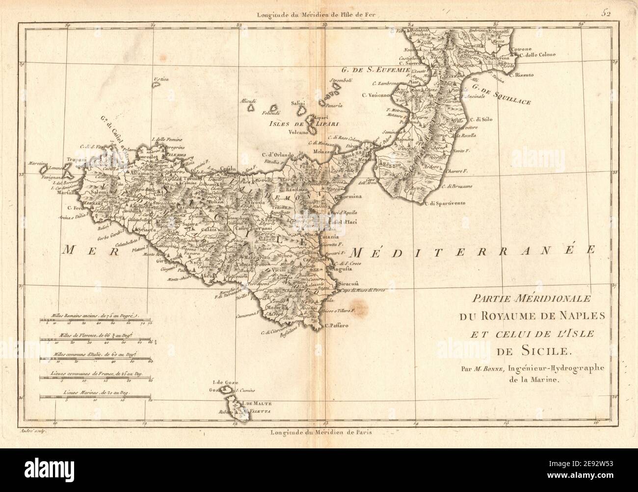 Partie Méridionale du Royaume de Naples &… Sicile Calabria Sicile BONNE 1787 carte Banque D'Images