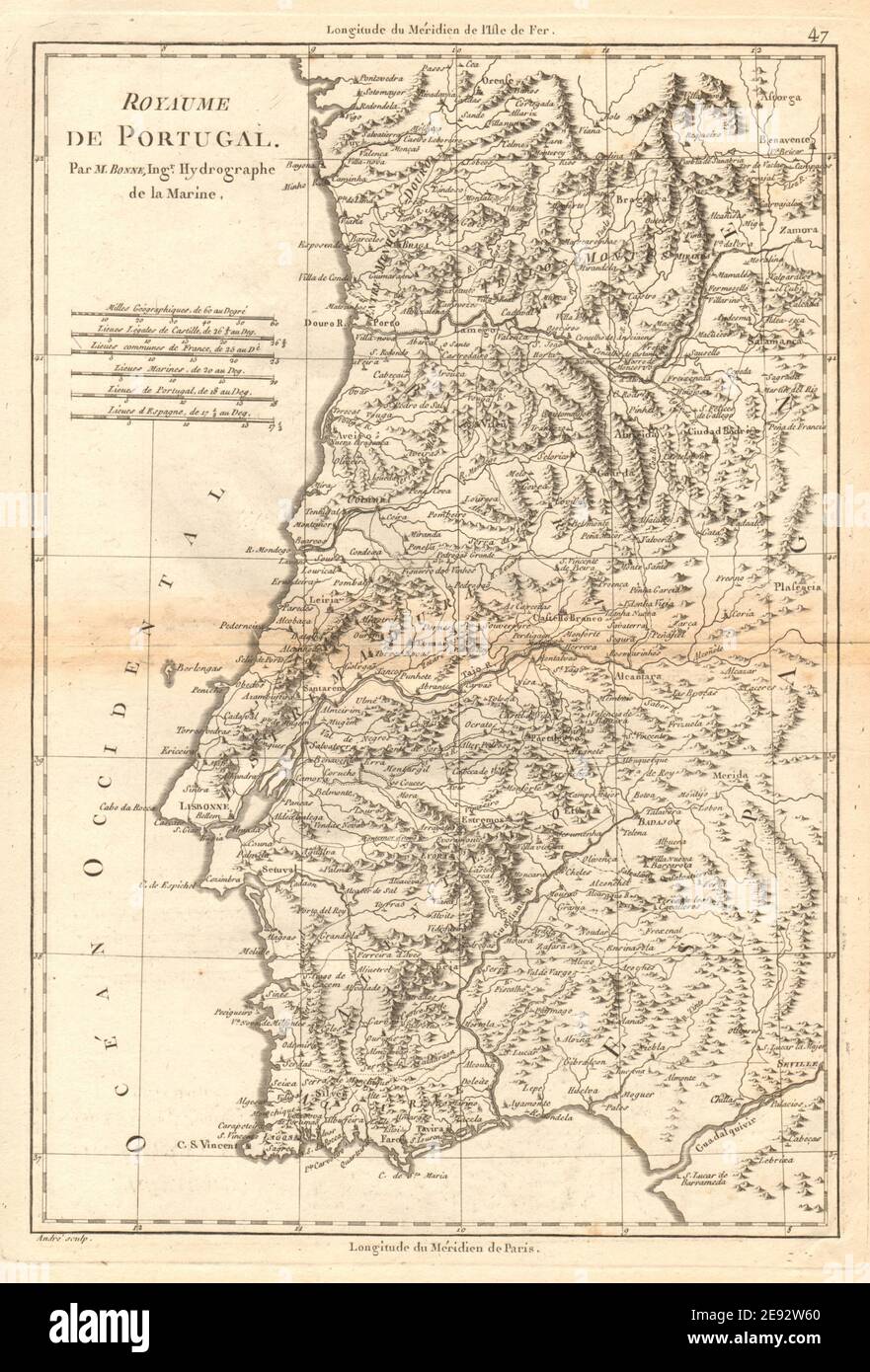Royaume de Portugal. Royaume du Portugal. BONNE 1787 carte ancienne Banque D'Images