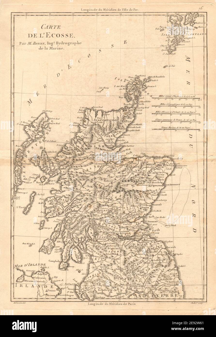 Carte de I’Ecosse. Carte antique d'Écosse. BONNE 1787 ancienne carte Banque D'Images