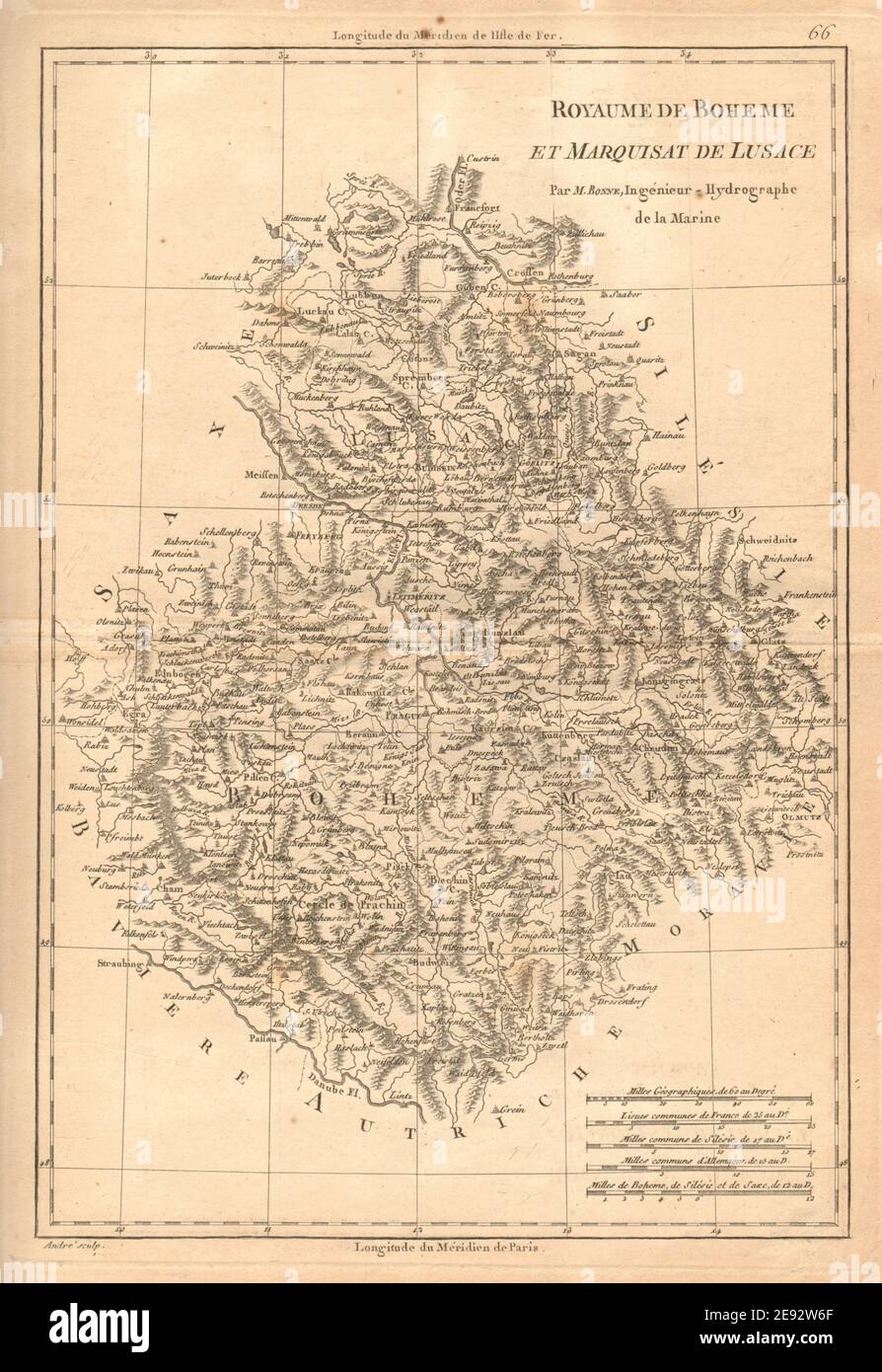Royaume-Uni de Bohème et Marquisat de Lusace. Bohême Lusatia Tchéquie. BONNE 1787 carte Banque D'Images