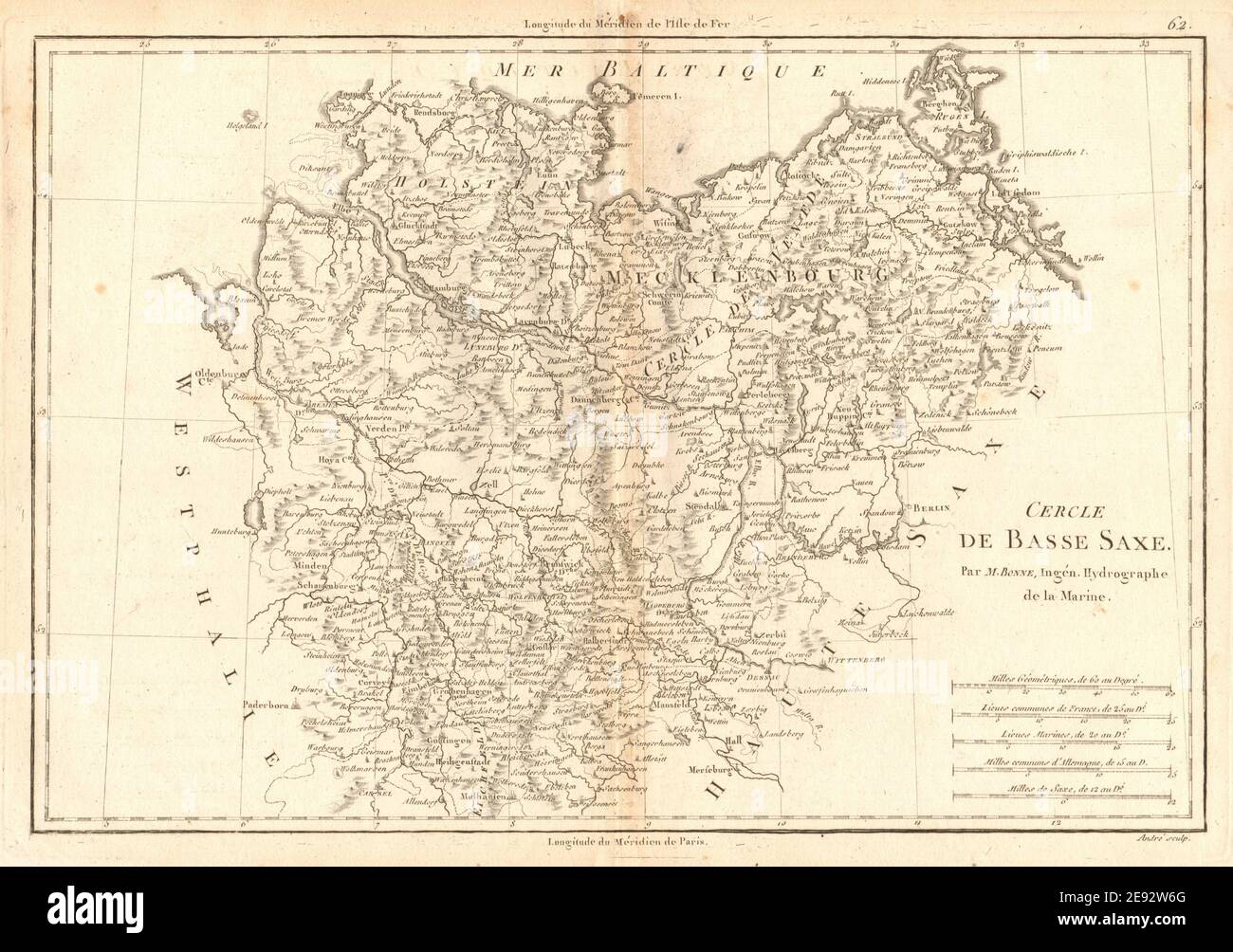 Cercle de Basse Saxe. Cercle de Basse-Saxe. Allemagne du Nord-est. BONNE 1787 carte Banque D'Images