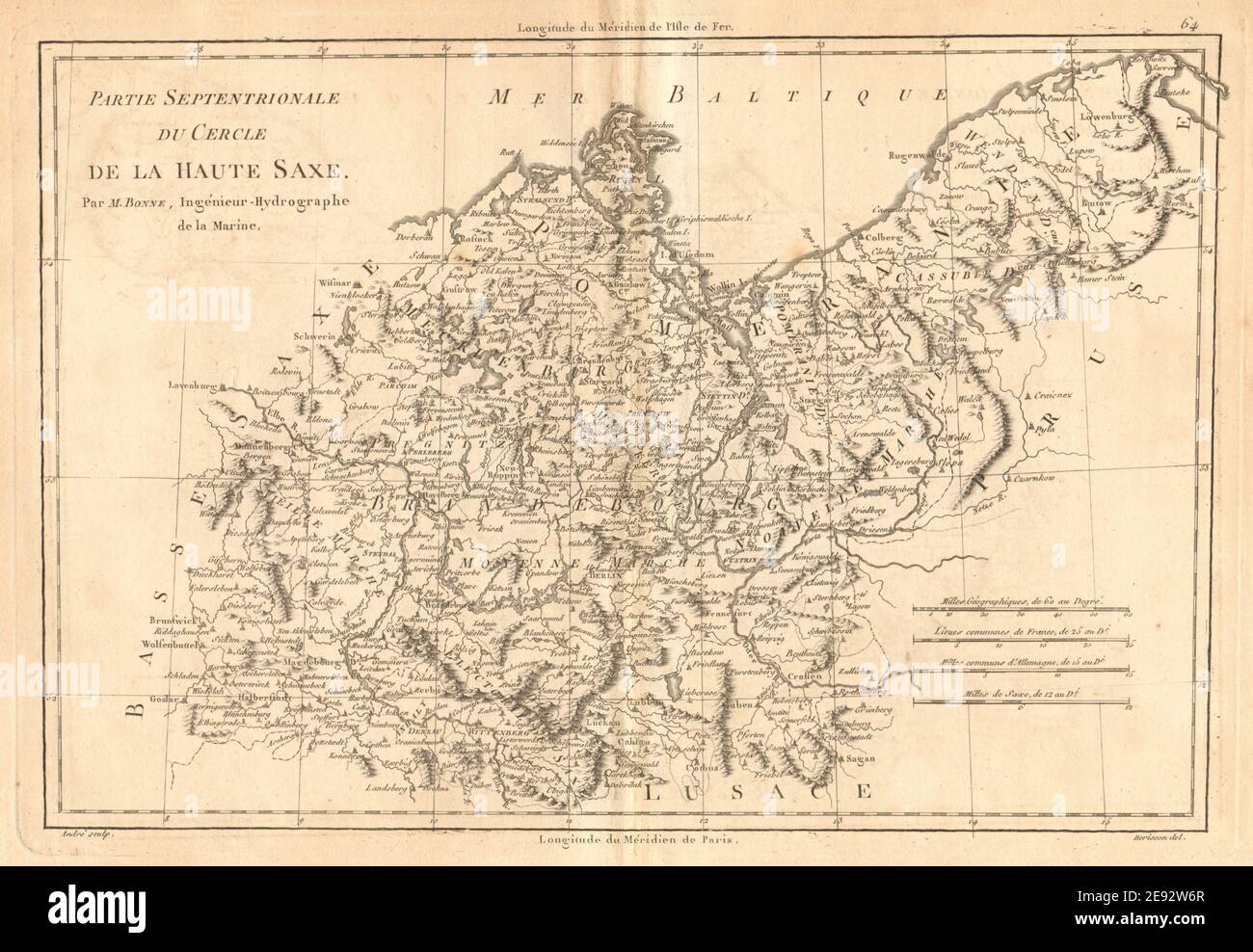 Partie septentrionale du cercle de la haute Saxe. Pomerania. BONNE 1787 carte Banque D'Images