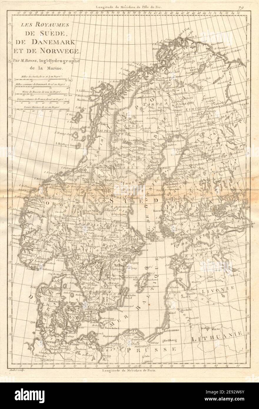 Les Royaumes de Suede, de Danemark et de Norwege. Scandinavie. BONNE 1787 carte Banque D'Images