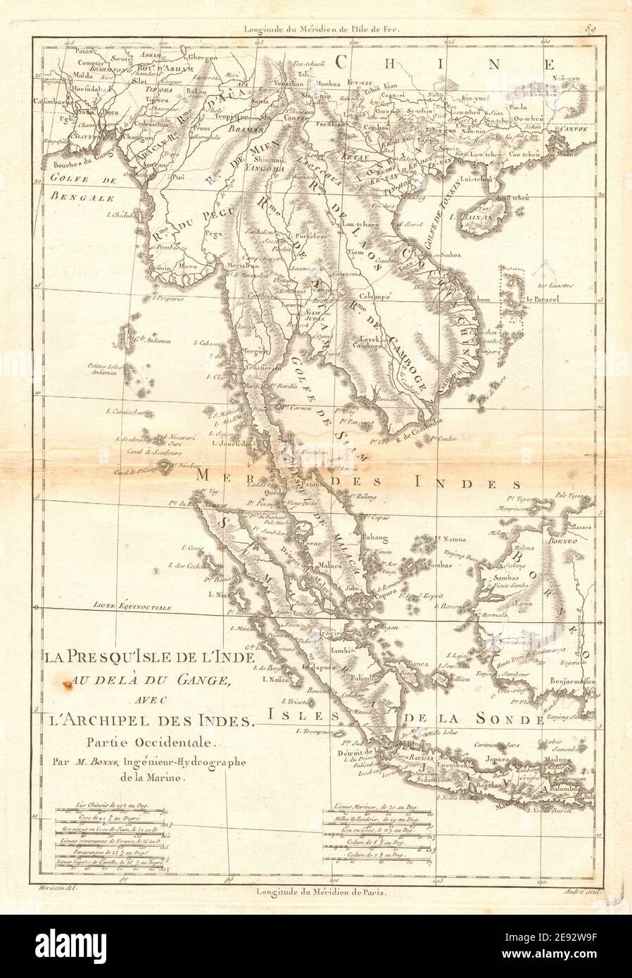 La Presqu'île de l'Inde. Indochina Sumatra Java Bornéo. BONNE 1788 vieille carte Banque D'Images