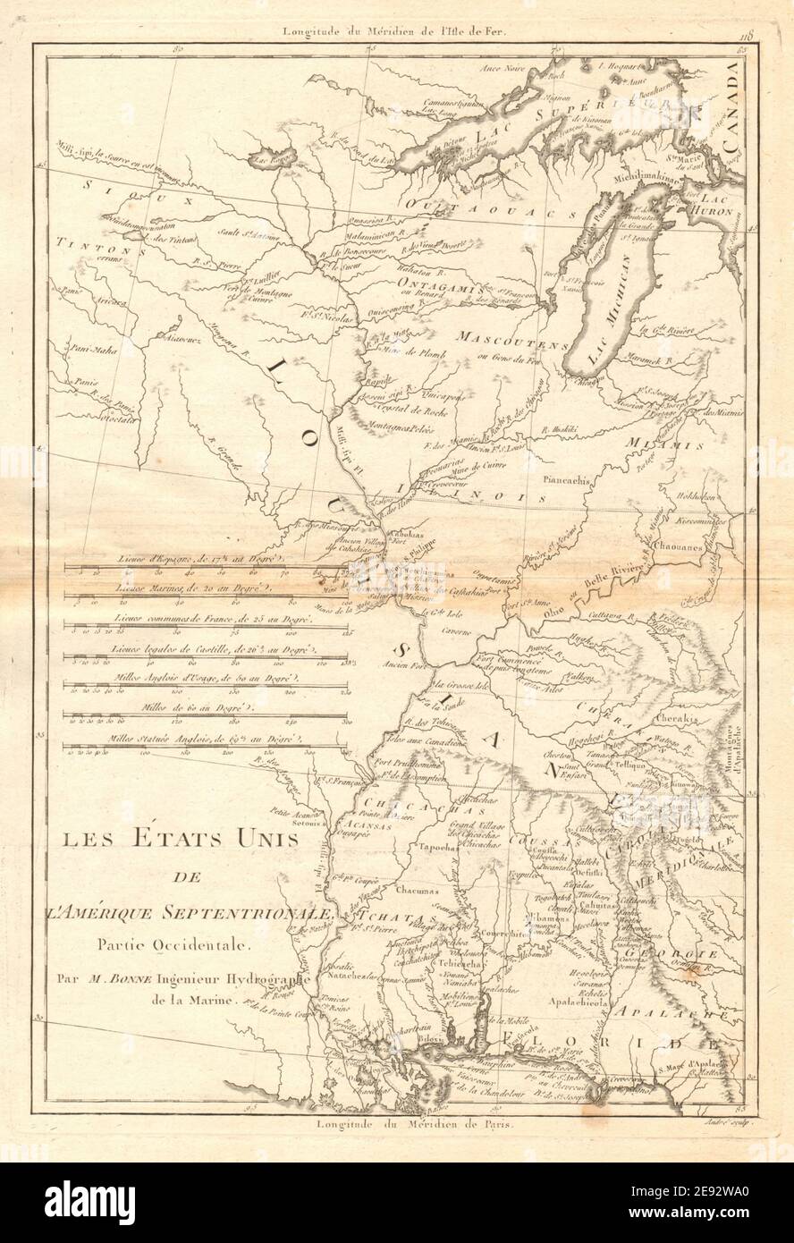 Les États-Unis d'Amérique Septantrionale, partie occidentale. BONNE 1788 carte Banque D'Images