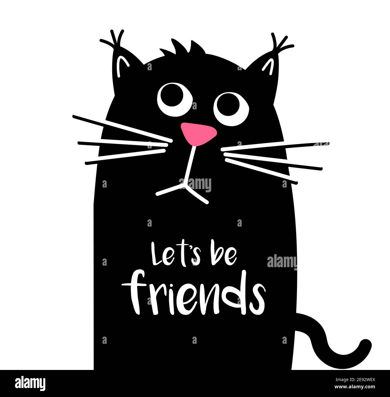 Triste Chat Mignon Avec Texte Allons Etre Amis Chat Noir Animal Kawaii Drole Joli Personnage De Dessin Anime Isole L Illustration De Dessin Anime Vectoriel A Plat Image Vectorielle Stock Alamy