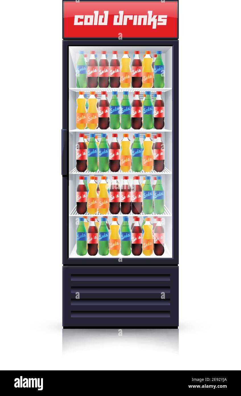 Réfrigérateur distributeur de refroidissement de la machine à vendre les meilleurs boissons au cola boissons simples Icône objet vecteur réaliste Illustration Illustration de Vecteur