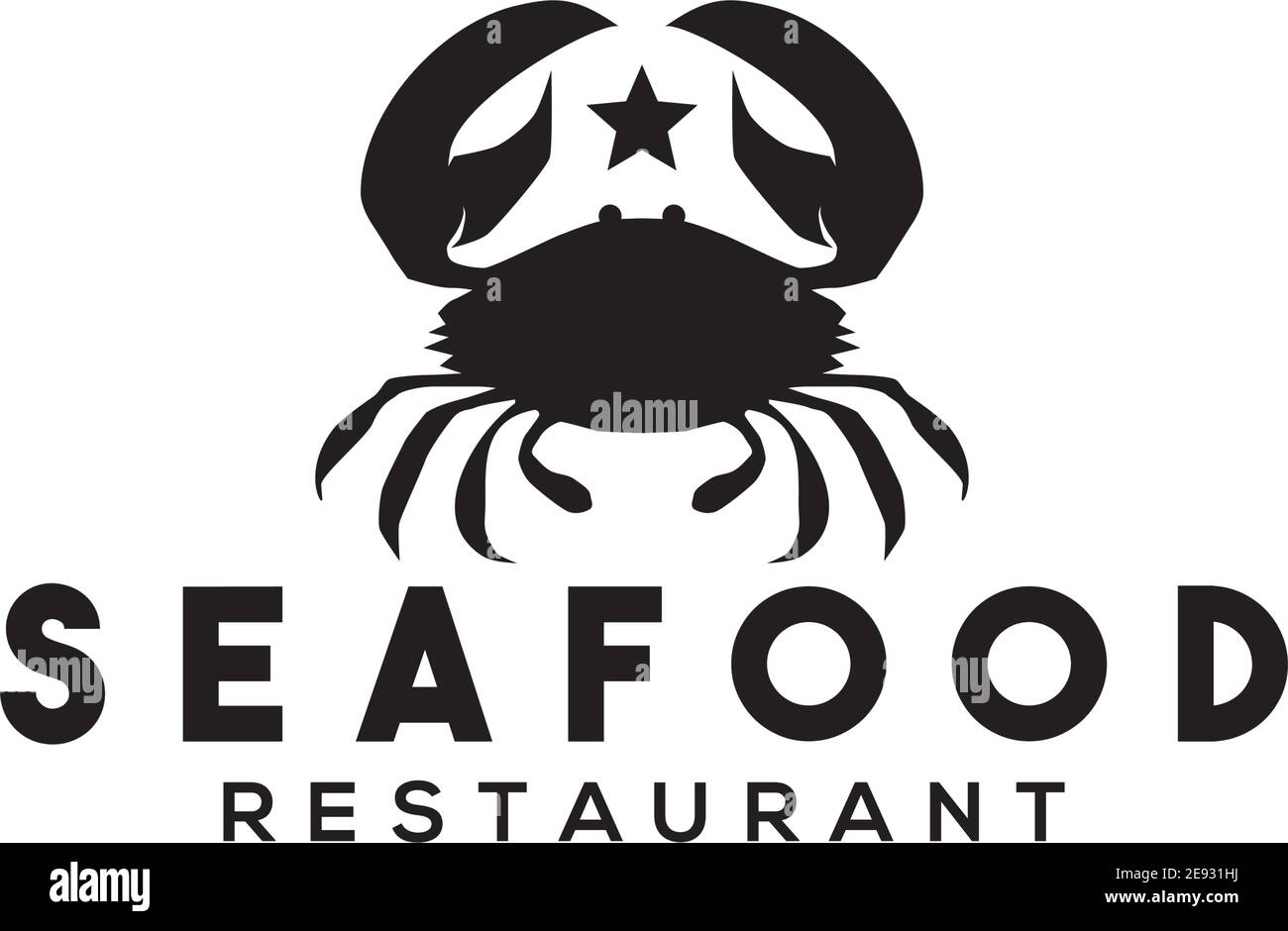 Modèle vectoriel avec logo de restaurant de fruits de mer et illustration d'icône de crabe Illustration de Vecteur
