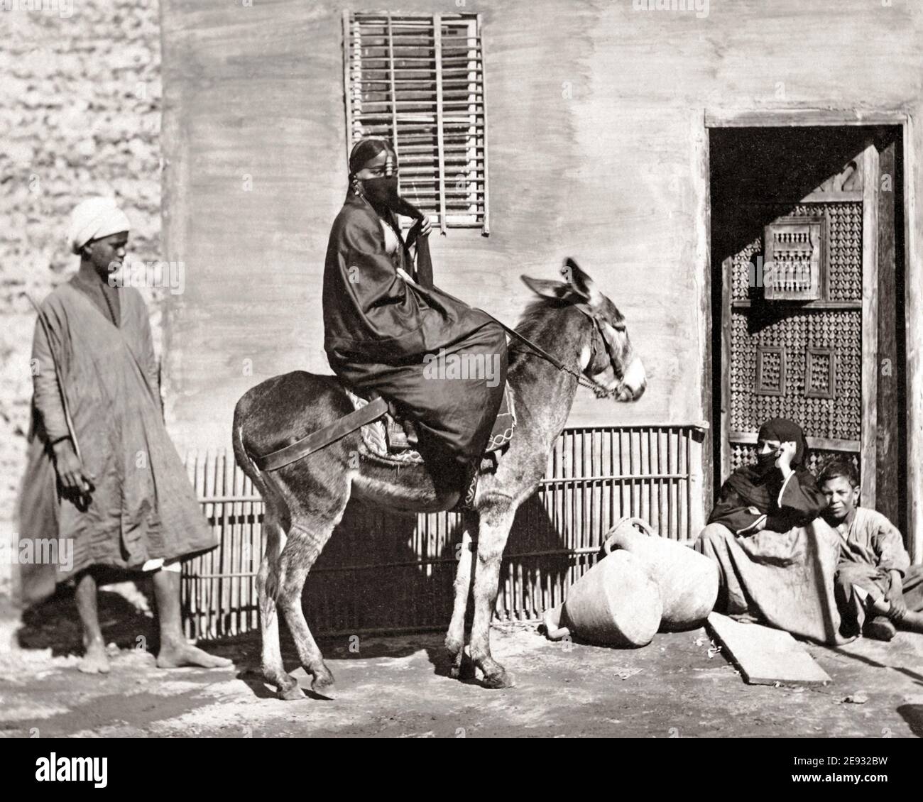 Photographie de la fin du XIXe siècle - Egyptienne sur Donkey Banque D'Images