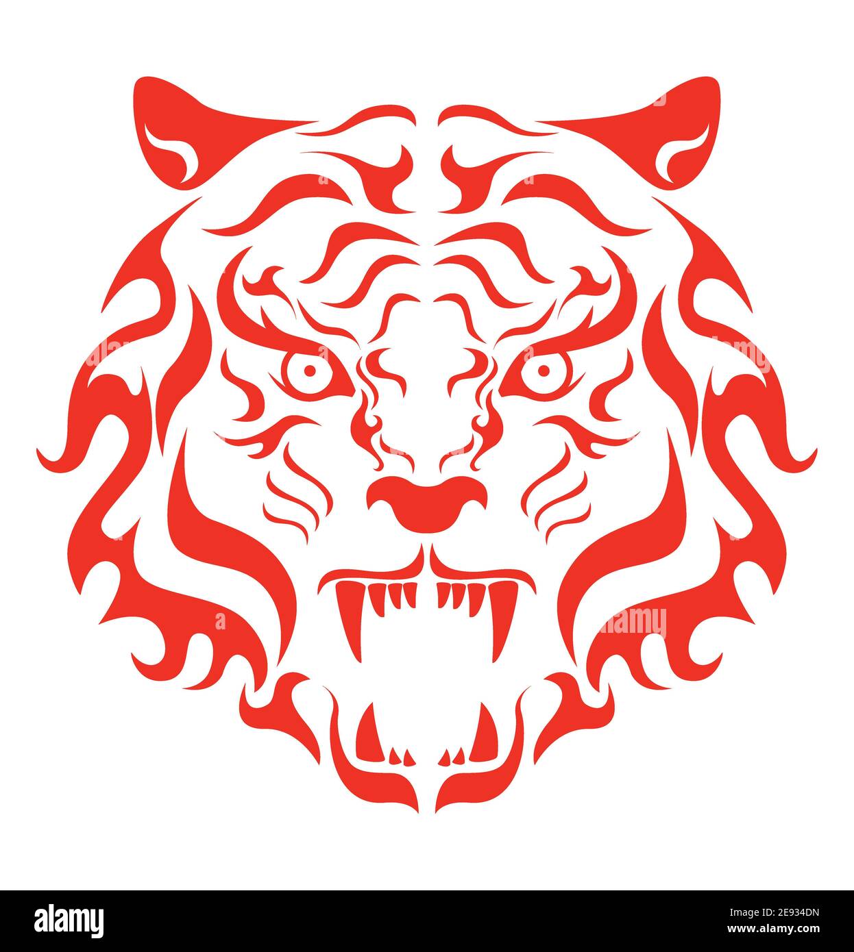 Tête à rugissement de tigre illustration vectorielle d'une tête de tigre. Banque D'Images