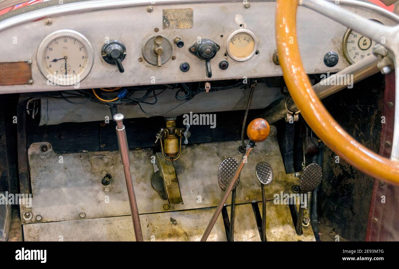 cockpit d'une voiture classique de l'année 1925 Banque D'Images