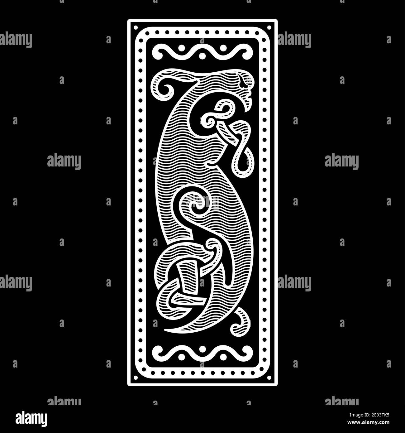 L'oiseau Phoenix. Illustration dans le style scandinave celtique Illustration de Vecteur