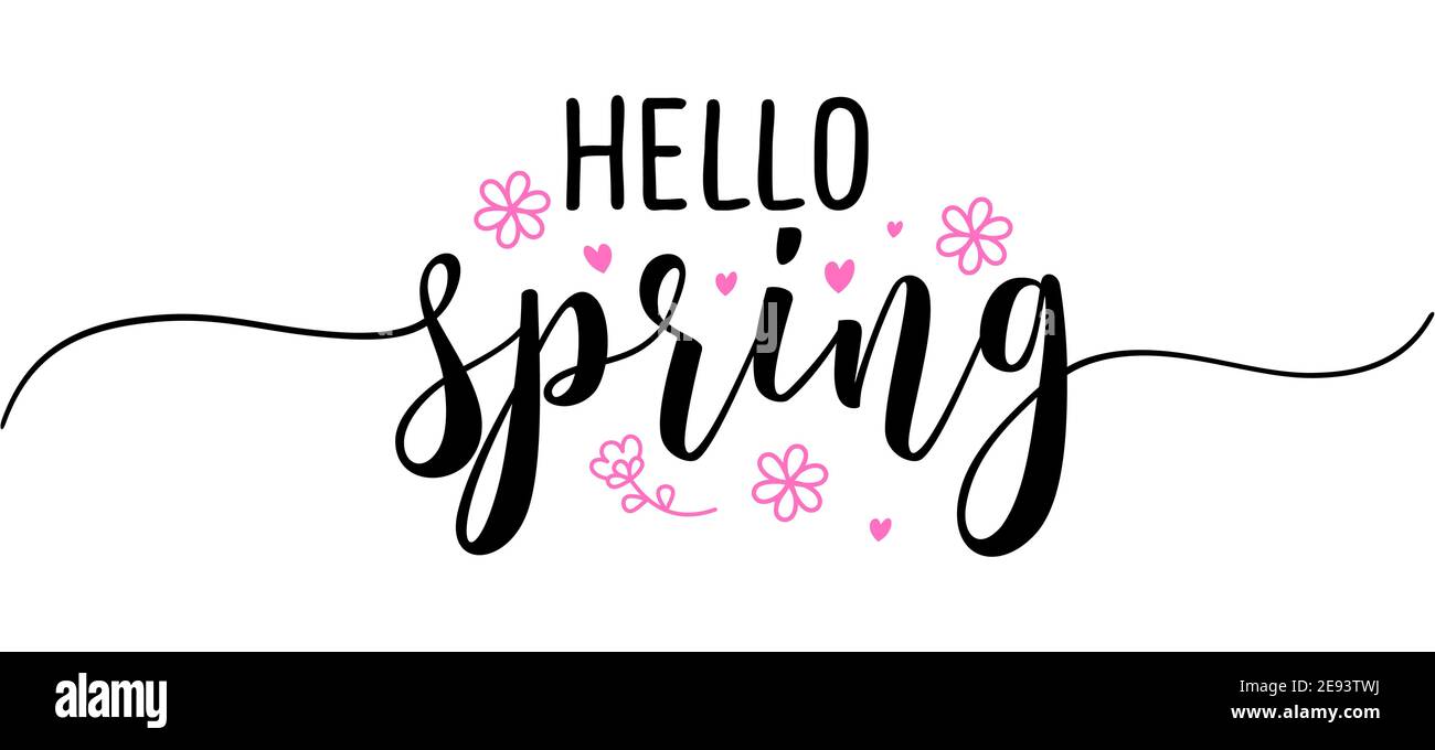 Bonjour Printemps Un Accueil Inspire Saison Printemps Belle Citation Manuscrite Etiquette Cadeau Message Lettrage Hiver Dessine A La Main Phrase De Paques Handwri Image Vectorielle Stock Alamy