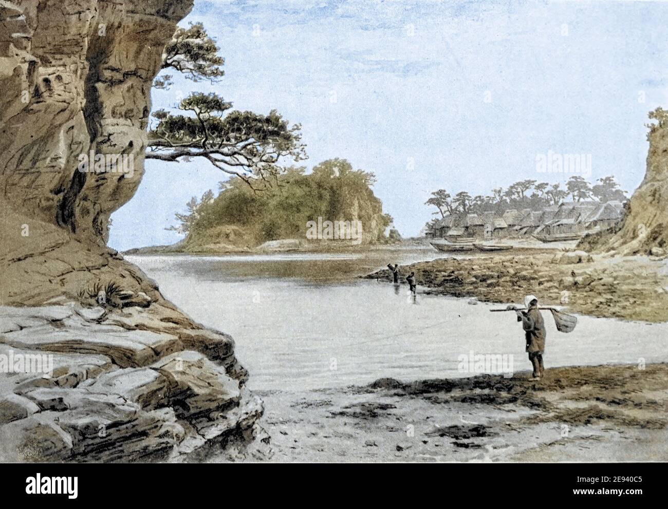 Awaji (Awaji-shima) est une île de la préfecture de Hyogo, au Japon, dans la partie orientale de la mer intérieure de Setho, elle est la plus grande île de la mer intérieure de Setho. Le pays du soleil levant ' par Tristram, H. B. (Henry Baker), 1822-1906. Date de publication 1895. Editeur New York : Revell Banque D'Images