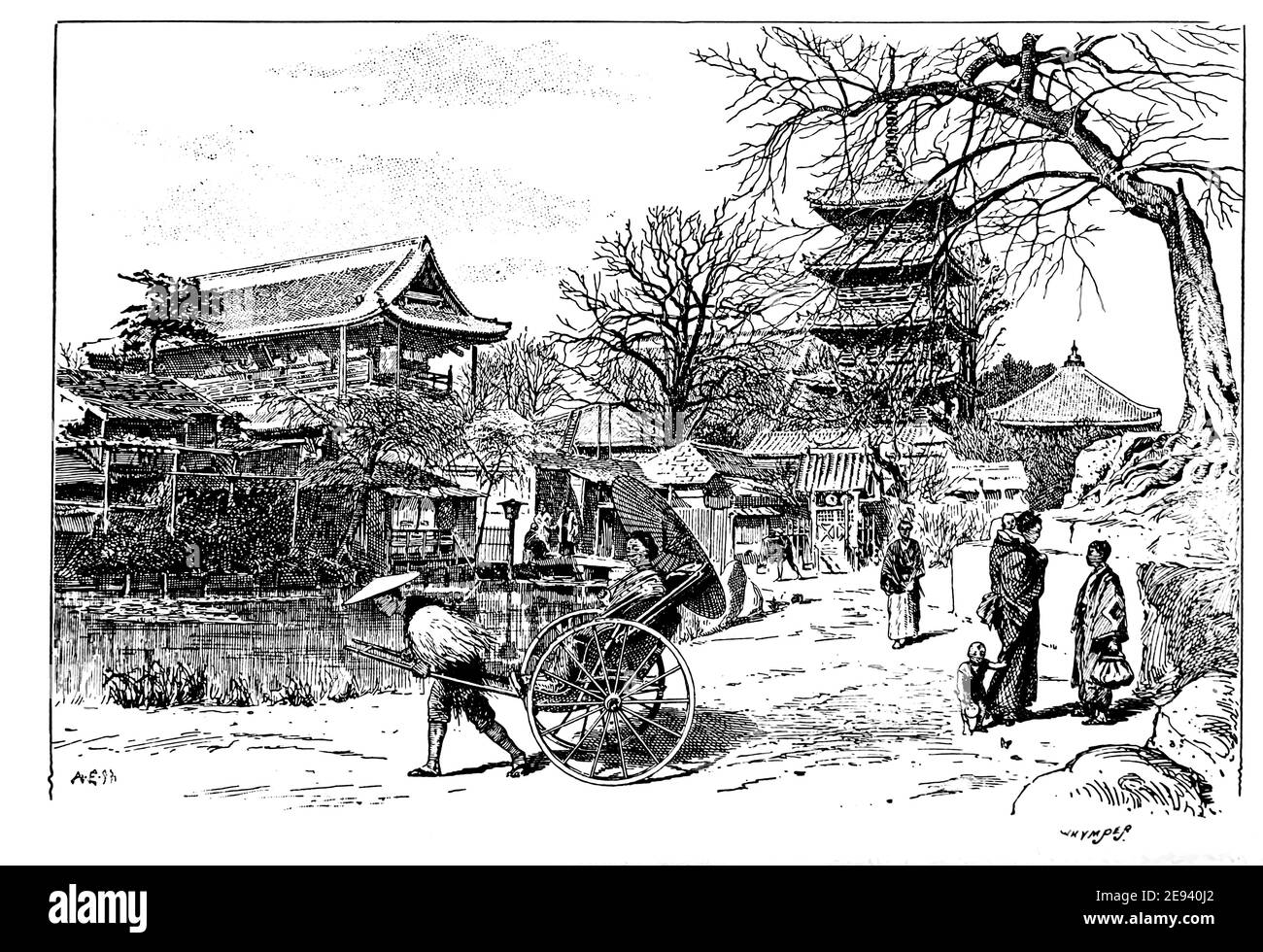 Temple bouddhiste d'Asakusa, Tokio [Tokyo, Japon] du livre « Rambles in Japan : The Land of the Rising Sun » de Tristram, H. B. (Henry Baker), 1822-1906. Date de publication 1895. Editeur New York : Revell Banque D'Images