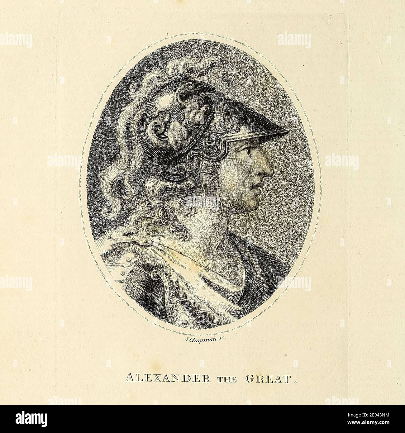 Portrait d'Alexandre III de Macédonie ou d'Alexandre le Grand Copperplate gravure de l'Encyclopedia Londinensis or, Dictionnaire universel des arts, des sciences et de la littérature; Volume I; édité par Wilkes, John. Publié à Londres en 1810 Banque D'Images