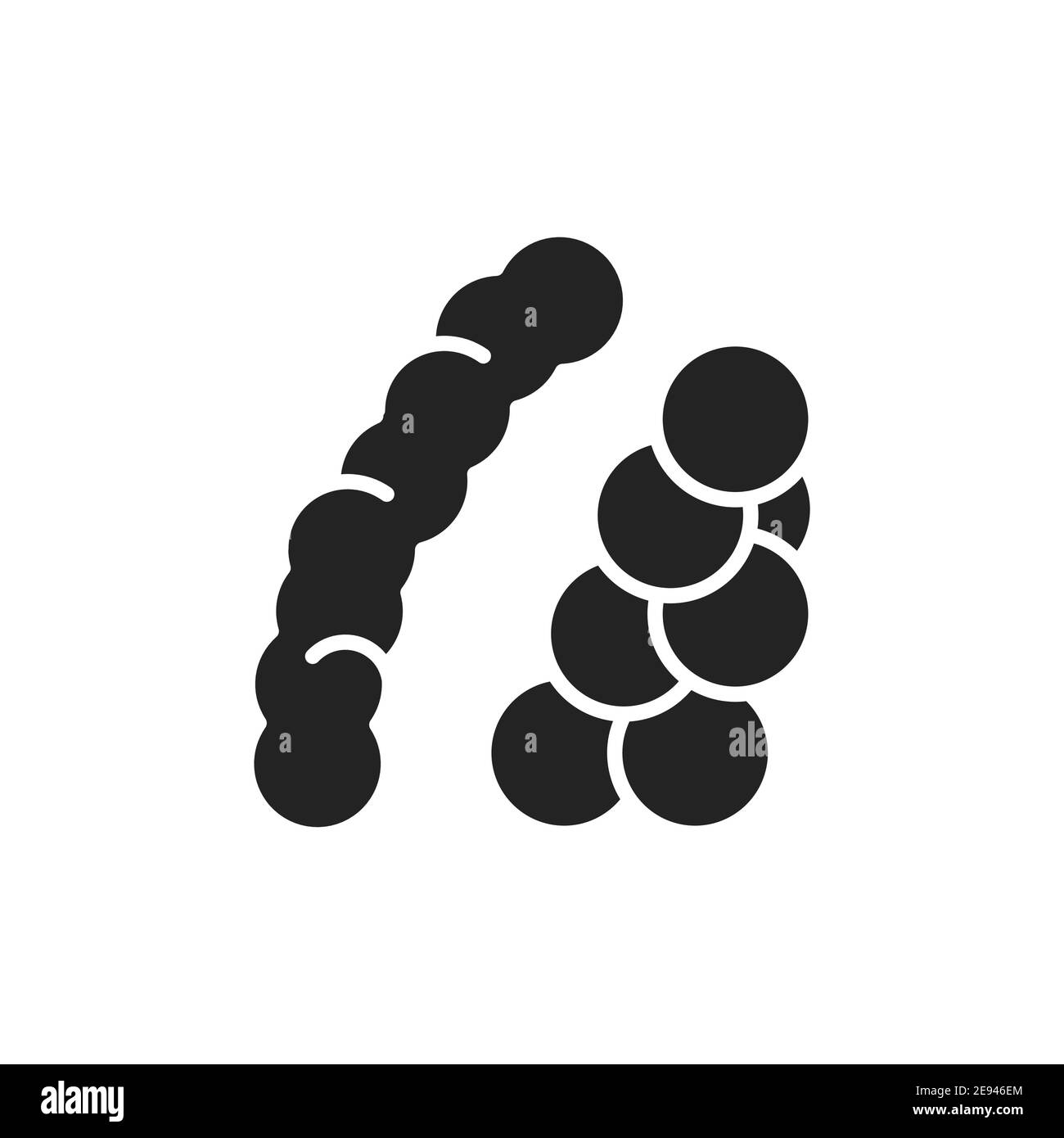 Bactéries streptocoques noir glyphe icône. Illustration vectorielle. Illustration de Vecteur