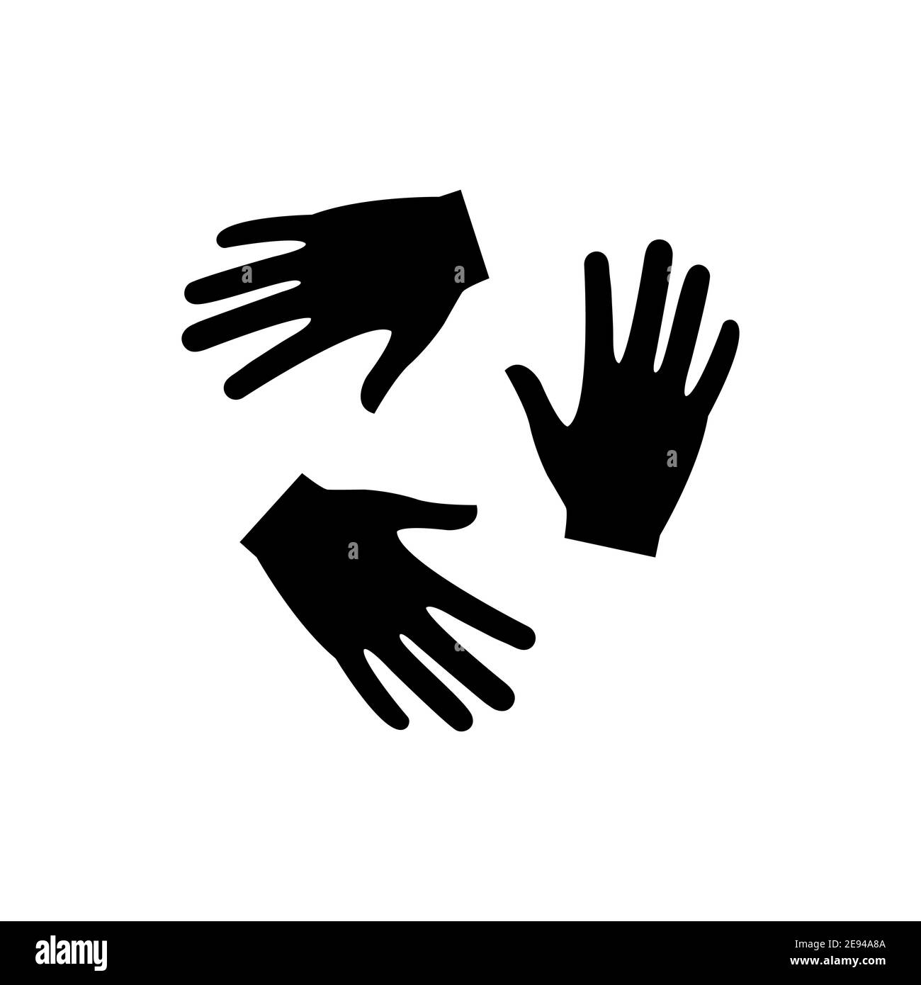 Les mains ensemble en forme de rond. Silhouette noire de l'aide humanitaire. Icône bénévole, caritative, don. Illustration commerciale vectorielle isolée Illustration de Vecteur