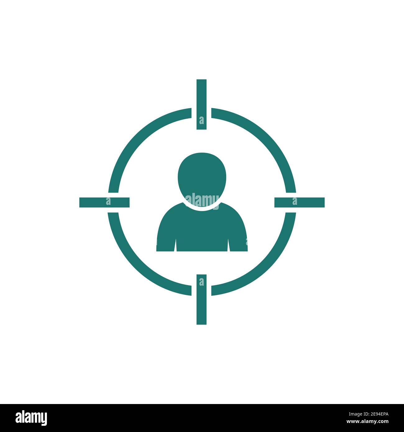 Icône cible avec public. Symbole de recherche de tête. Visez le concept de personnes. Illustration vectorielle du segment de marché. Panneau de ciblage du client. Illustration de Vecteur