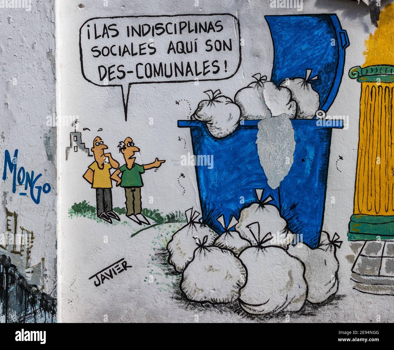 L'humour cubain peint dans les murs de 'Melaito' qui est une publication hebdomadaire de l'humour local. Le thème est « l'indiscipline sociale » Banque D'Images