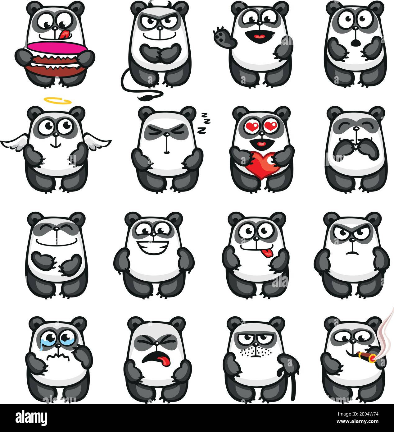 Pandas souriants Illustration de Vecteur