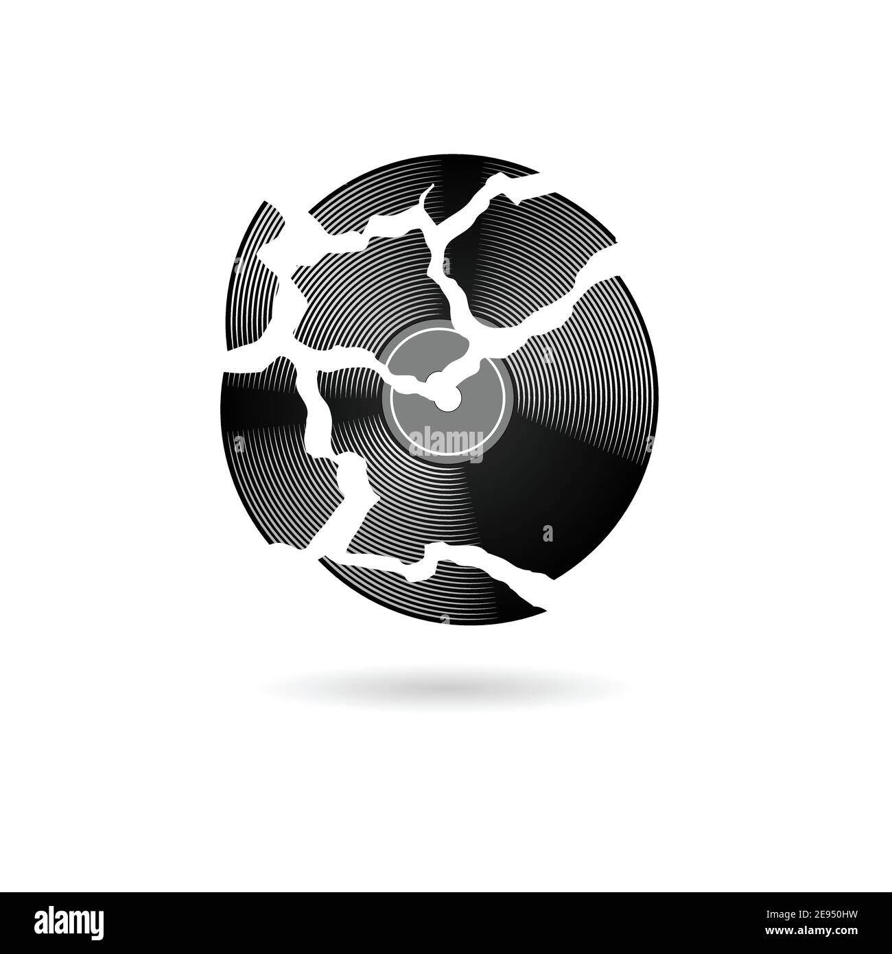 Symbole d'enregistrement en vinyle noir fissuré Illustration de Vecteur