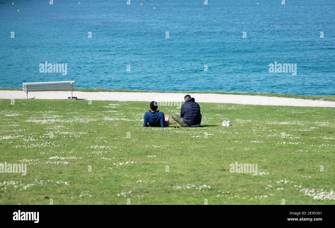 repose sur l'herbe Banque D'Images