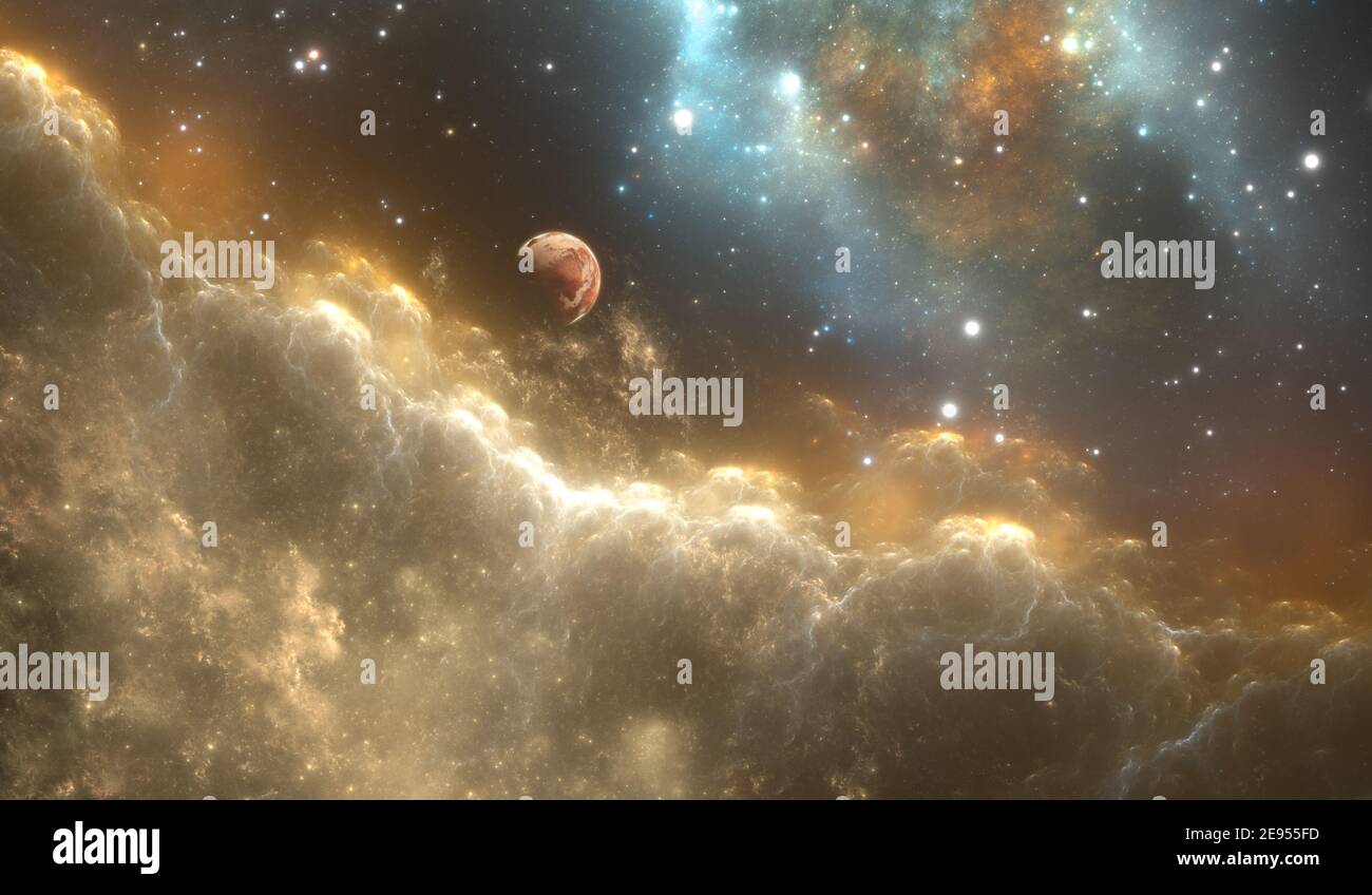 Nébuleuse d'espace protoplanétaire et étoiles dans l'espace profond. illustration 3d Banque D'Images