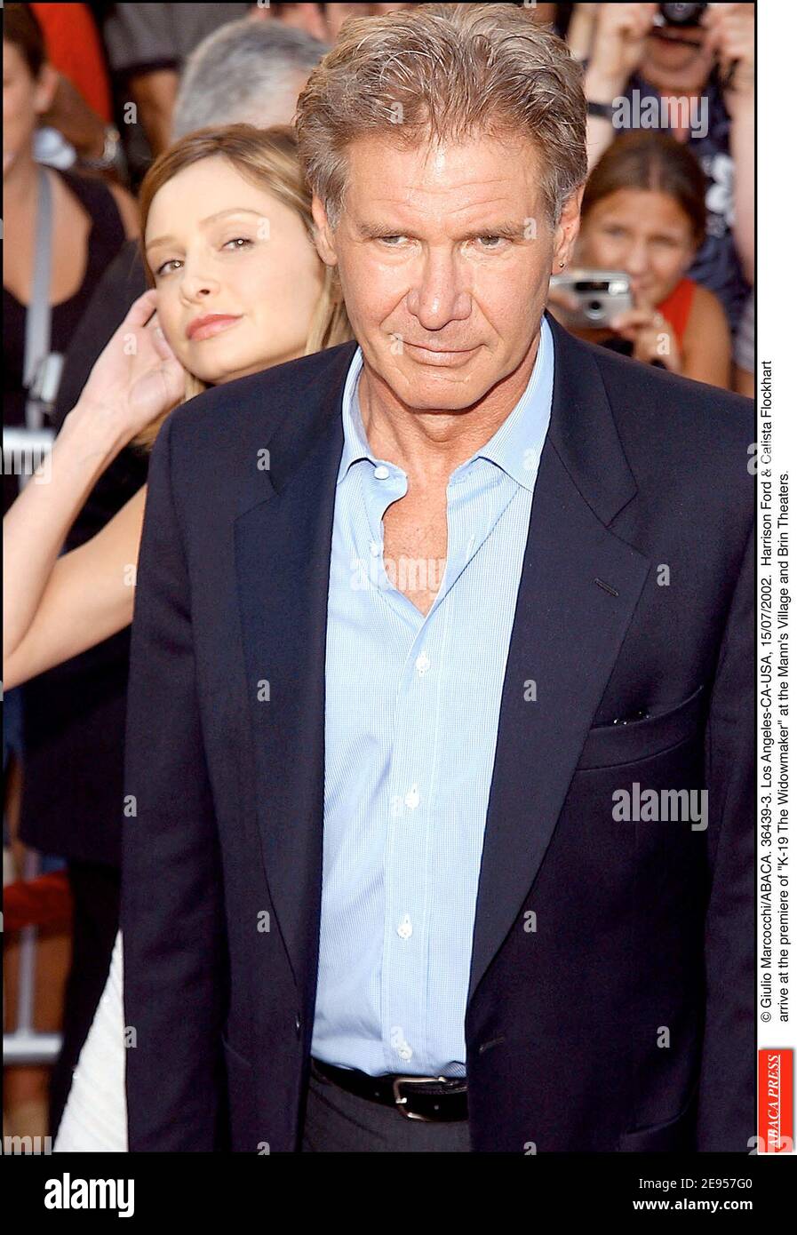 © Giulio Marcocchi/ABACA. 36439-3. Los Angeles-CA-USA, 15/07/2002. Harrison Ford et Calista Flockhart arrivent à la première de K-19 The Widowmaker au Mann's Village et aux théâtres de Brassin. Banque D'Images