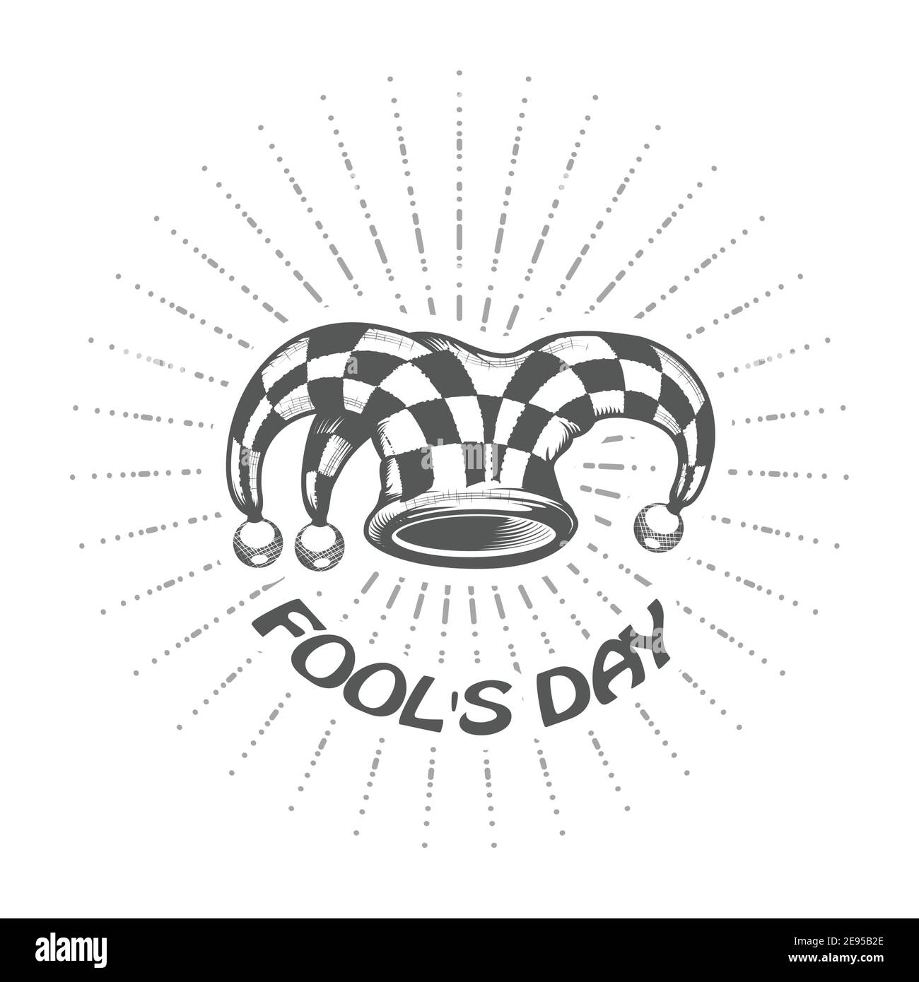 Pools Day poster, jester ou joker chapeau à carreaux avec cloches, casque d'arlequin, vecteur Illustration de Vecteur