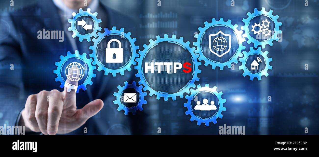 Arrière-plan de l'inscription HTTPS. Concept de sécurité Internet 2021 Banque D'Images