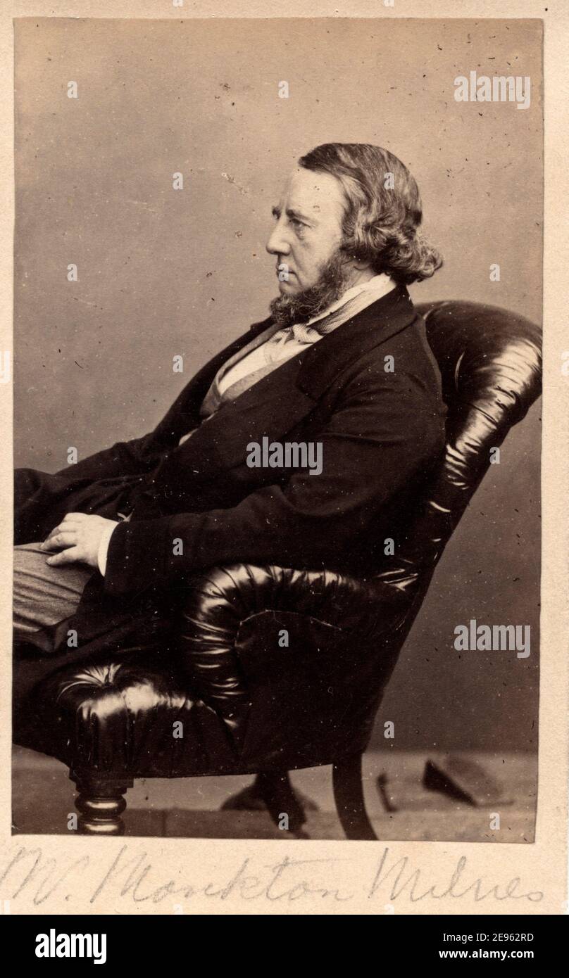 Portrait du poète et politicien anglais Richard Monckton Milnes, 1er baron Houghton (1809 - 1885), vers 1860. Photographie de William Edward Kilburn (1818 - 1891). Banque D'Images
