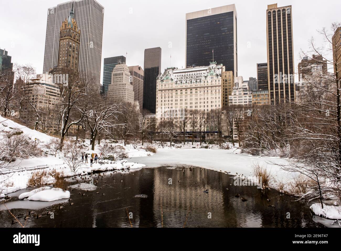 Neige dans Central Park Banque D'Images
