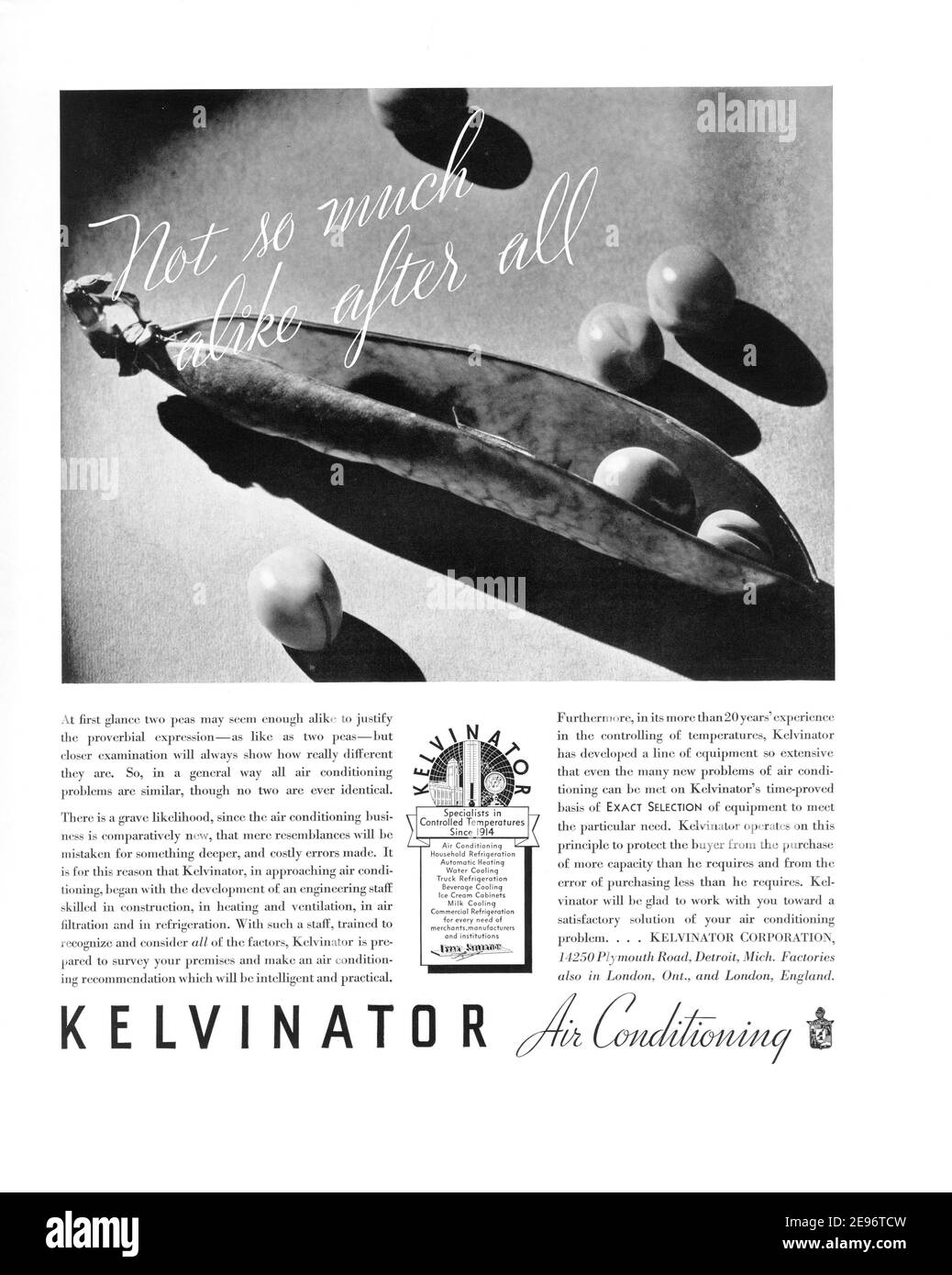 1935 Kelvinator 'pas tant de semblable après tout' Air conditionné Publicité, retouché et ressuscitée, A3+, 600dpi Banque D'Images