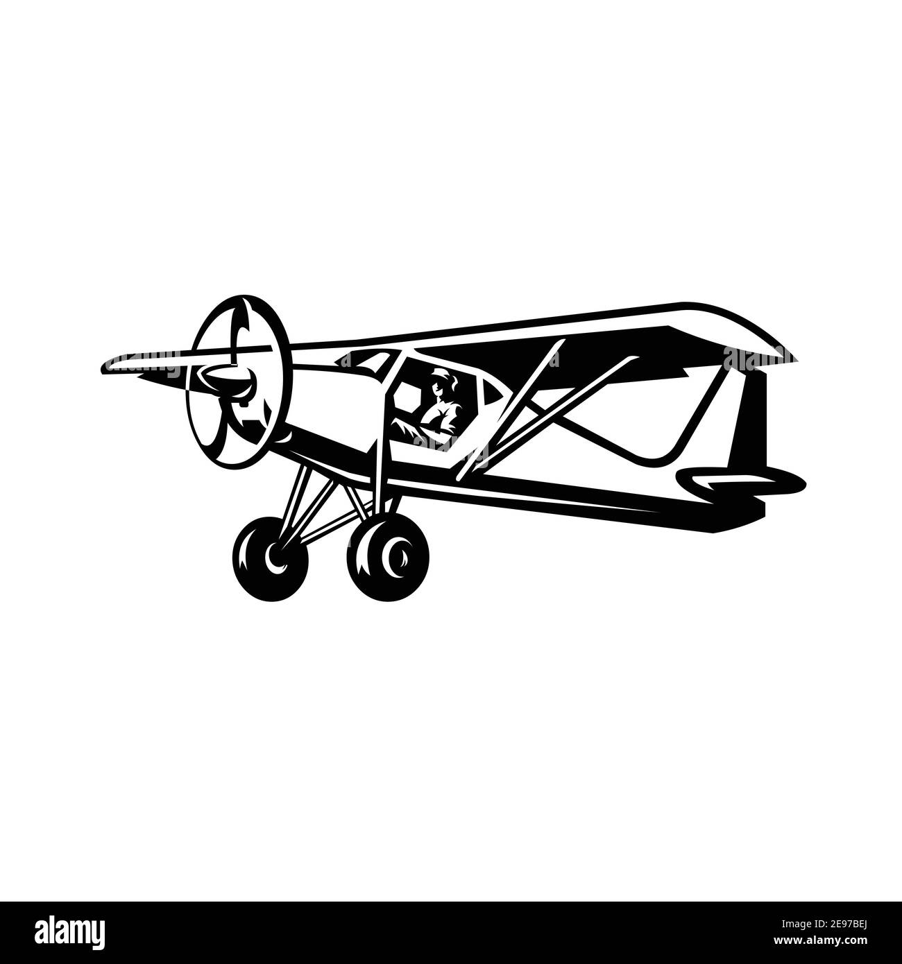 Avion à décollage et atterrissage courts, petit avion, vecteur d'avion STOL isolé Illustration de Vecteur