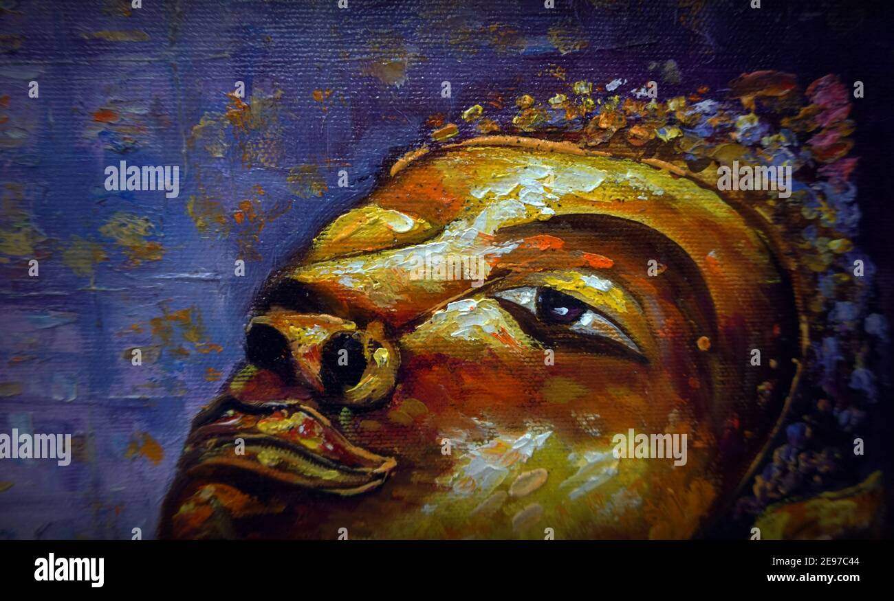 Art peinture huile couleur statue de Bouddha , prospère , propice Banque D'Images