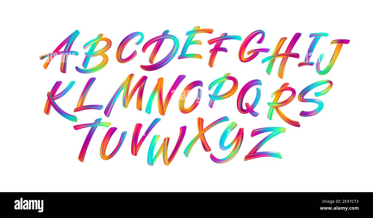 Pinceau d'écriture pleine couleur lettrage alphabet latin. Illustration vectorielle Illustration de Vecteur