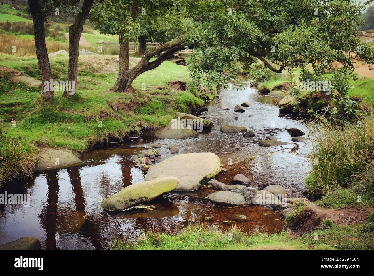 Burbage Brook, Padley gorge, High Peak, Derbyshire, Royaume-Uni Banque D'Images
