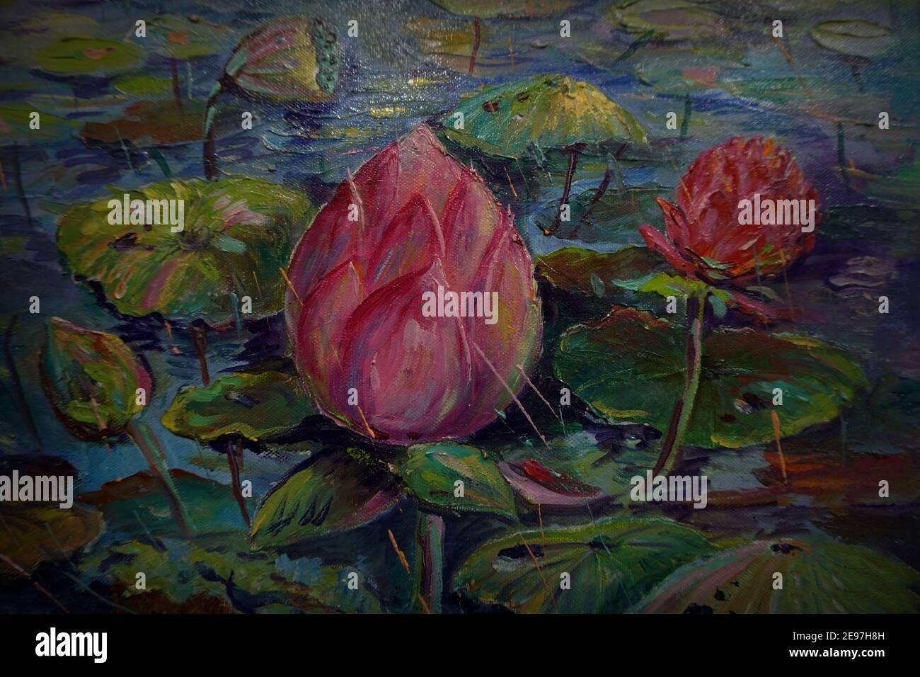 Art ,peinture ,acrylique ,abstrait , fleur de lotus Banque D'Images
